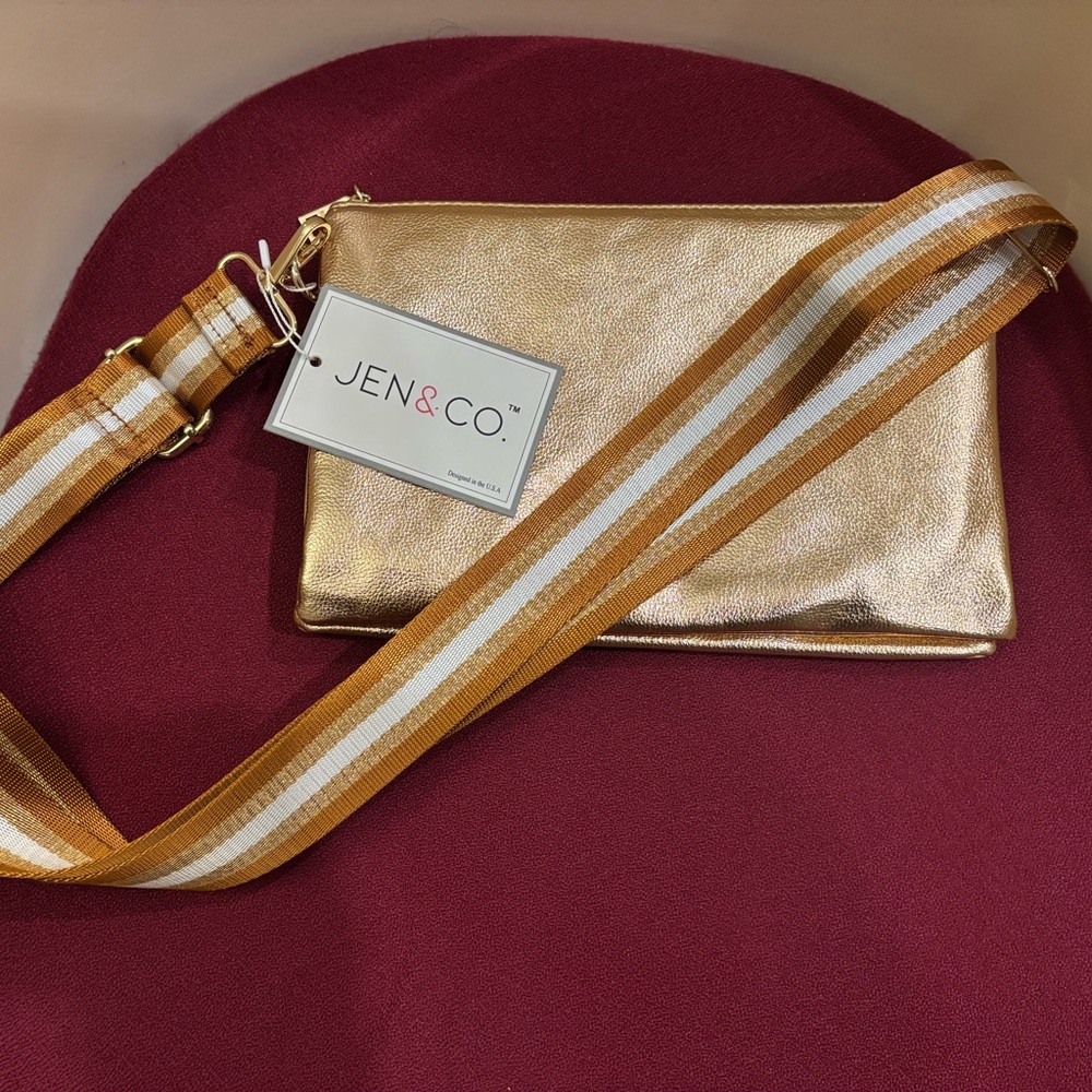JEN & CO. Izzy Vegan Leather Crossbody, Clutch, Shoulder Bag. Guitar Strap. NWT!